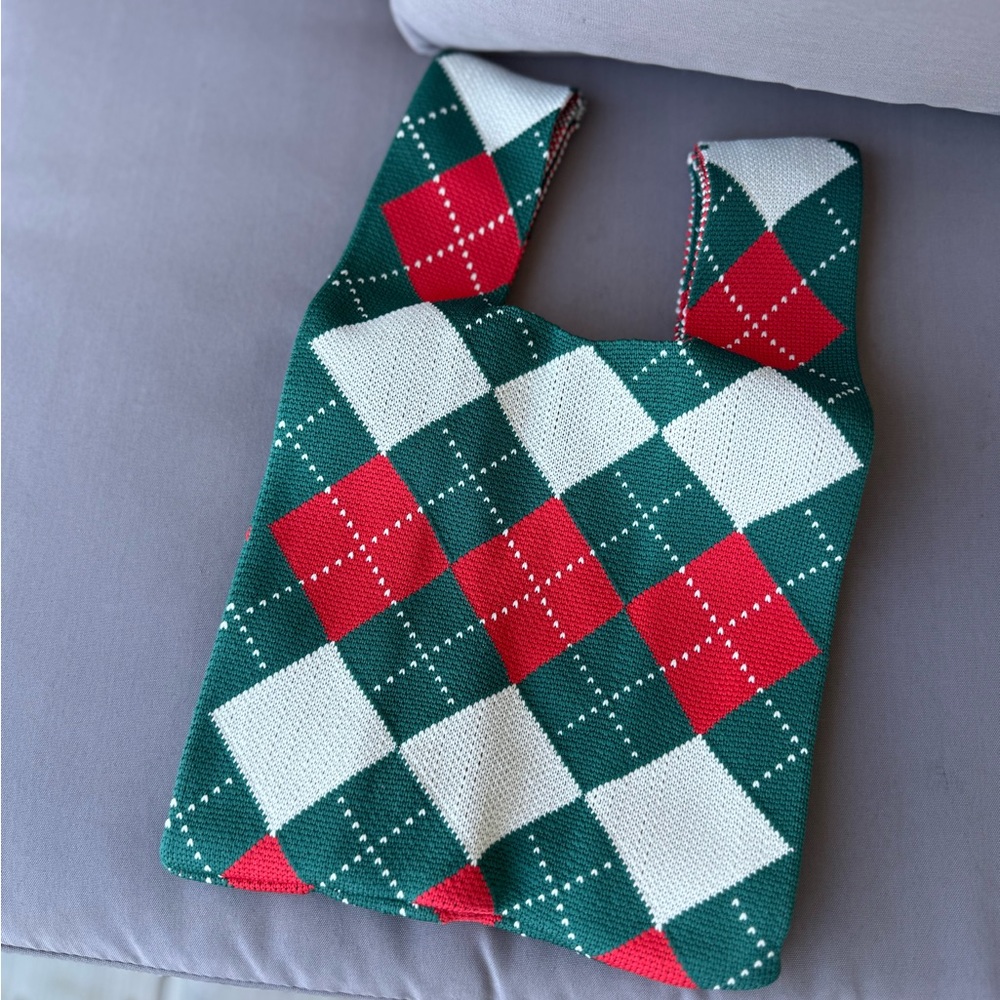 Stylish Red and Green Checkered Women's Bag